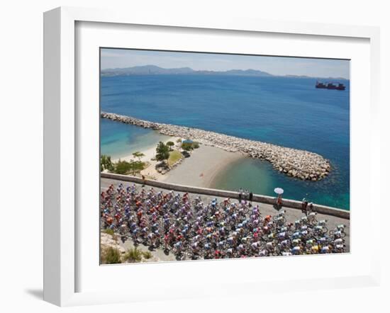 Peloton Along Mediterranean Sea, Third Stage of Tour de France, Marseille, July 7, 2009-null-Framed Photographic Print