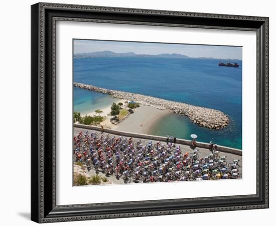 Peloton Along Mediterranean Sea, Third Stage of Tour de France, Marseille, July 7, 2009-null-Framed Photographic Print