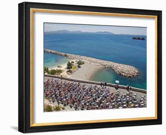 Peloton Along Mediterranean Sea, Third Stage of Tour de France, Marseille, July 7, 2009-null-Framed Photographic Print