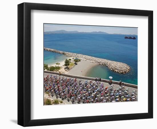 Peloton Along Mediterranean Sea, Third Stage of Tour de France, Marseille, July 7, 2009-null-Framed Photographic Print