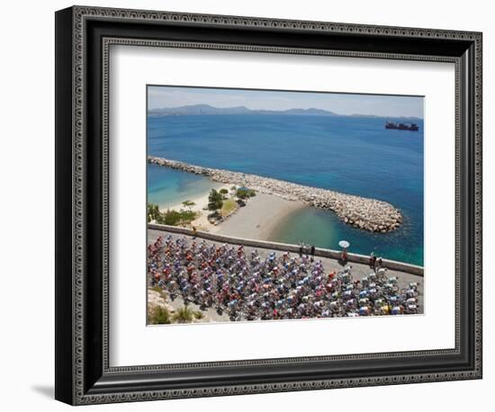 Peloton Along Mediterranean Sea, Third Stage of Tour de France, Marseille, July 7, 2009-null-Framed Photographic Print