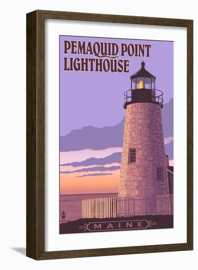 Pemaquid Lighthouse Sunset - Maine-Lantern Press-Framed Art Print