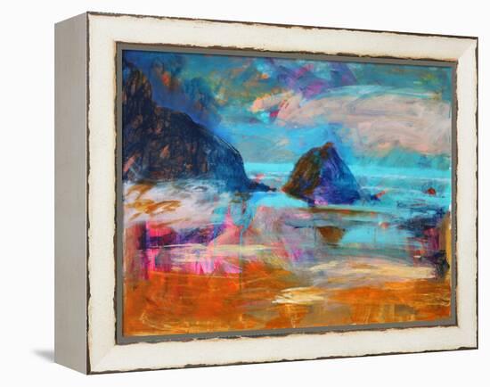 Pembroke Coast (acrylic on board, 2021)-Paul Powis-Framed Premier Image Canvas