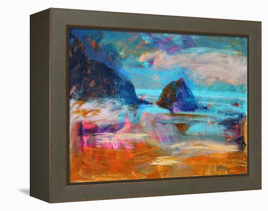 Pembroke Coast (acrylic on board, 2021)-Paul Powis-Framed Premier Image Canvas