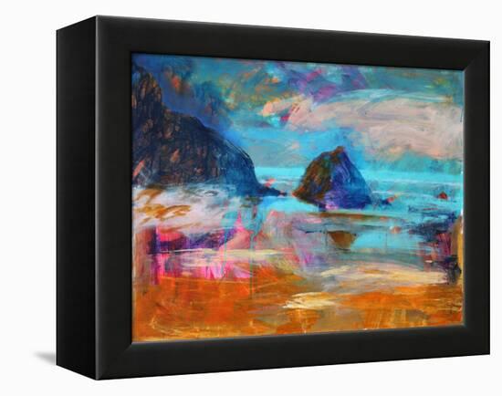 Pembroke Coast (acrylic on board, 2021)-Paul Powis-Framed Premier Image Canvas