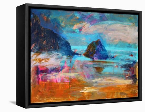 Pembroke Coast (acrylic on board, 2021)-Paul Powis-Framed Premier Image Canvas