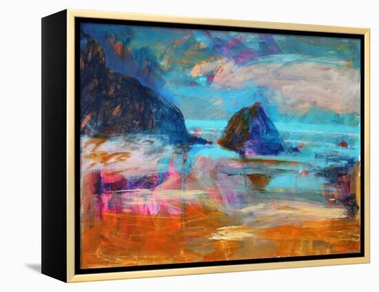 Pembroke Coast (acrylic on board, 2021)-Paul Powis-Framed Premier Image Canvas