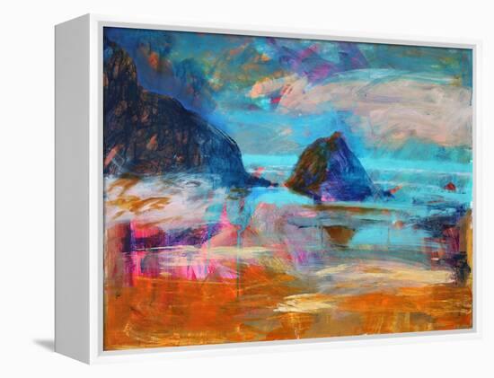 Pembroke Coast (acrylic on board, 2021)-Paul Powis-Framed Premier Image Canvas