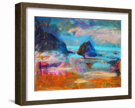 Pembroke Coast (acrylic on board, 2021)-Paul Powis-Framed Giclee Print