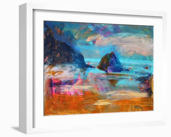 Pembroke Coast (acrylic on board, 2021)-Paul Powis-Framed Giclee Print