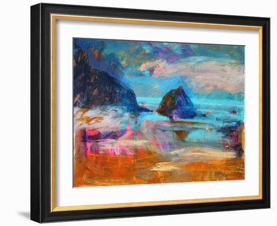 Pembroke Coast (acrylic on board, 2021)-Paul Powis-Framed Giclee Print