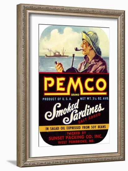 Pemco Brand Smoked Sardines-null-Framed Giclee Print