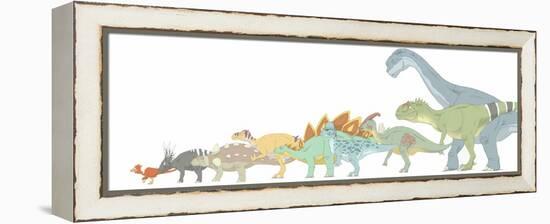 Pencil Drawing Illustrating Various Dinosaurs and their Comparative Sizes-Stocktrek Images-Framed Stretched Canvas