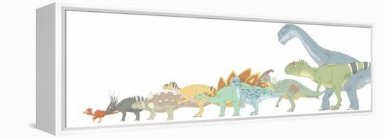 Pencil Drawing Illustrating Various Dinosaurs and their Comparative Sizes-Stocktrek Images-Framed Stretched Canvas