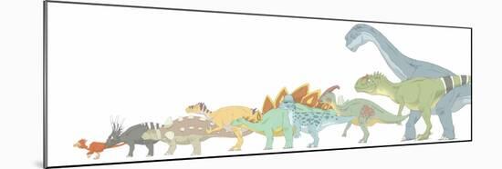 Pencil Drawing Illustrating Various Dinosaurs and their Comparative Sizes-Stocktrek Images-Mounted Art Print