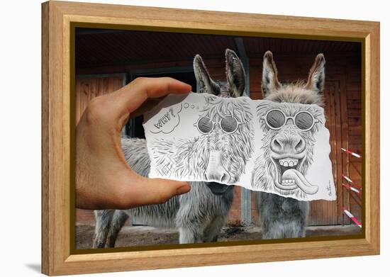 Pencil Vs Camera 12 - Funny Donkey-Ben Heine-Framed Premier Image Canvas