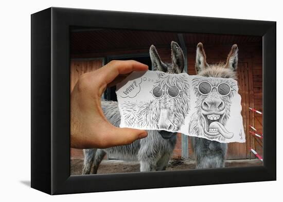 Pencil Vs Camera 12 - Funny Donkey-Ben Heine-Framed Premier Image Canvas