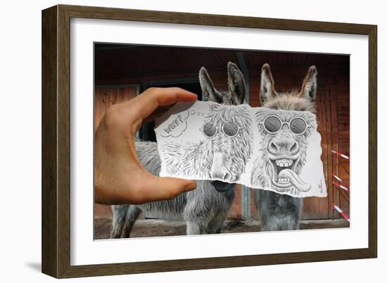 Pencil Vs Camera 12 - Funny Donkey-Ben Heine-Framed Giclee Print