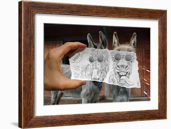 Pencil Vs Camera 12 - Funny Donkey-Ben Heine-Framed Giclee Print