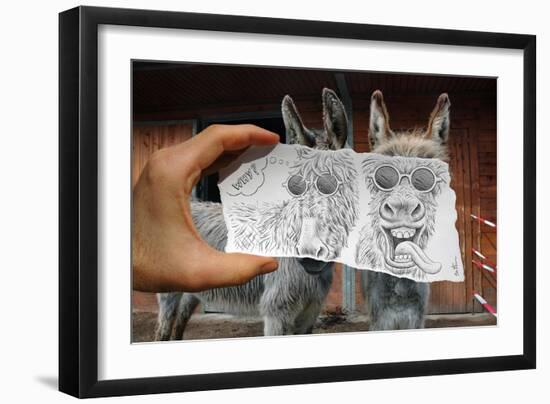 Pencil Vs Camera 12 - Funny Donkey-Ben Heine-Framed Giclee Print