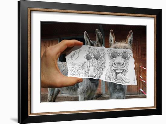 Pencil Vs Camera 12 - Funny Donkey-Ben Heine-Framed Giclee Print