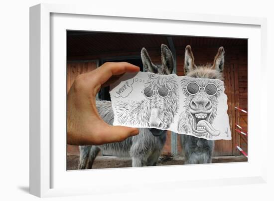 Pencil Vs Camera 12 - Funny Donkey-Ben Heine-Framed Giclee Print