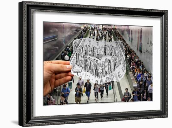 Pencil Vs Camera - Hong Kong Metro Station-Ben Heine-Framed Giclee Print