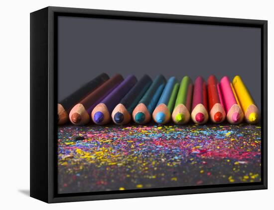 Pencils On Dark Background-vesnacvorovic-Framed Premier Image Canvas