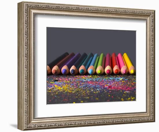 Pencils On Dark Background-vesnacvorovic-Framed Photographic Print