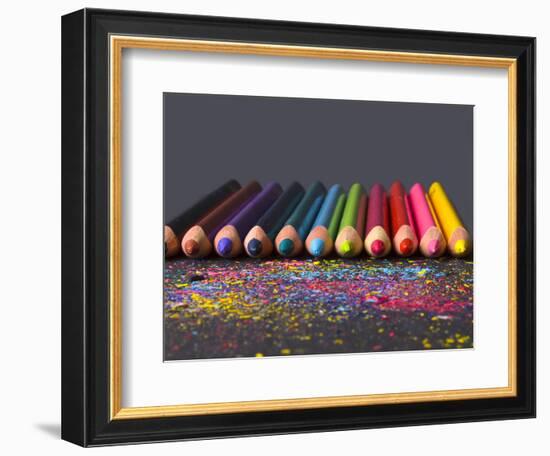 Pencils On Dark Background-vesnacvorovic-Framed Photographic Print