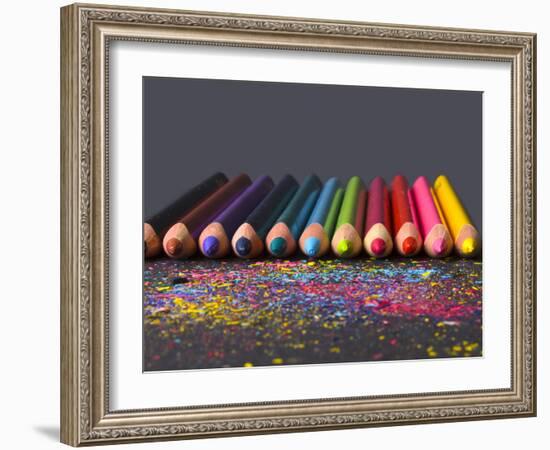 Pencils On Dark Background-vesnacvorovic-Framed Photographic Print