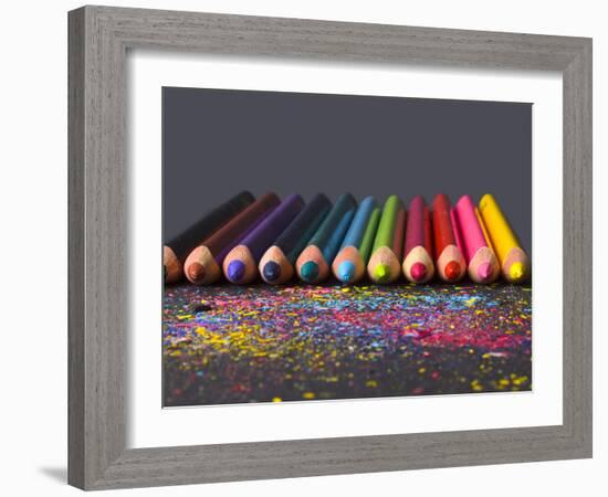 Pencils On Dark Background-vesnacvorovic-Framed Photographic Print