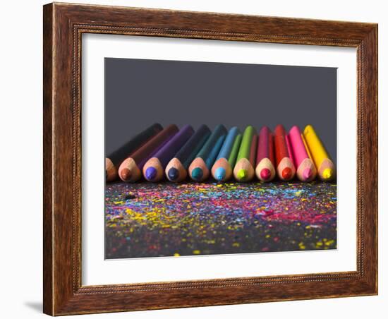 Pencils On Dark Background-vesnacvorovic-Framed Photographic Print