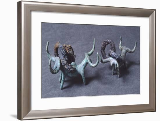 Pendants with Double Bull-Shaped Protomes, Bronze, Marche, Italy-null-Framed Giclee Print