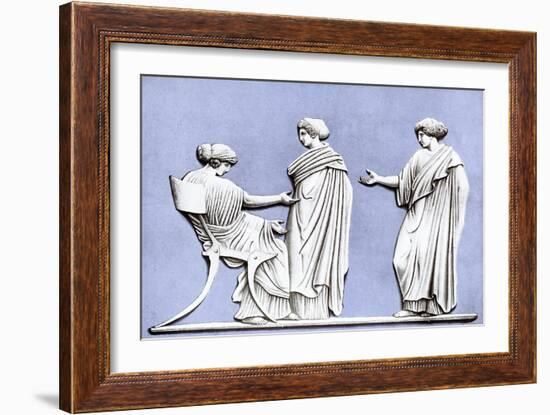 Penelope and Maidens, Wedgwood Plaque, 18th Century-John Flaxman-Framed Giclee Print