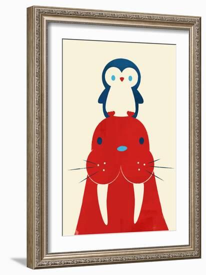 Penguin and Walrus-Jay Fleck-Framed Art Print