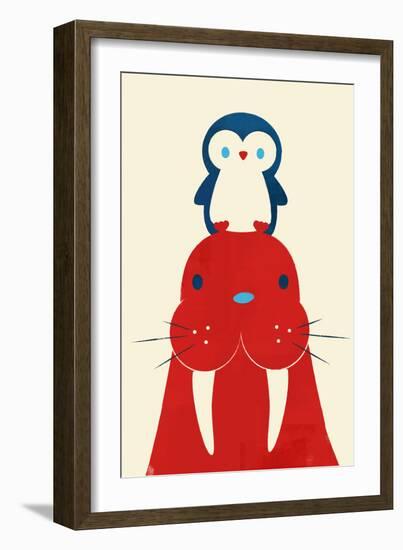 Penguin and Walrus-Jay Fleck-Framed Art Print