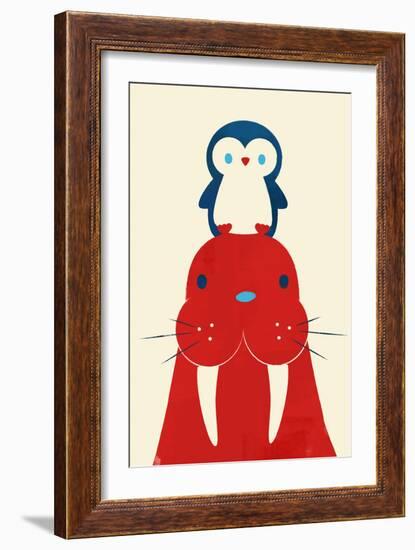 Penguin and Walrus-Jay Fleck-Framed Art Print