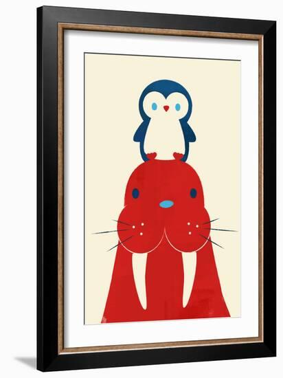 Penguin and Walrus-Jay Fleck-Framed Art Print