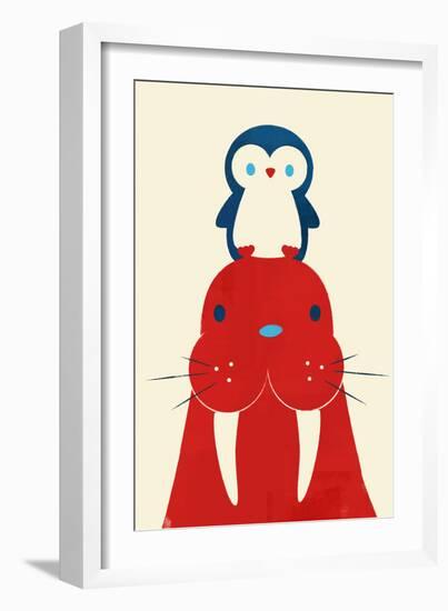 Penguin and Walrus-Jay Fleck-Framed Art Print