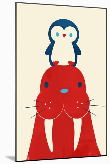 Penguin and Walrus-Jay Fleck-Mounted Art Print