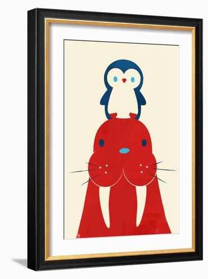 Penguin and Walrus-Jay Fleck-Framed Art Print