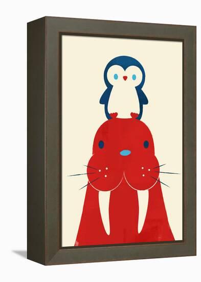 Penguin and Walrus-Jay Fleck-Framed Stretched Canvas