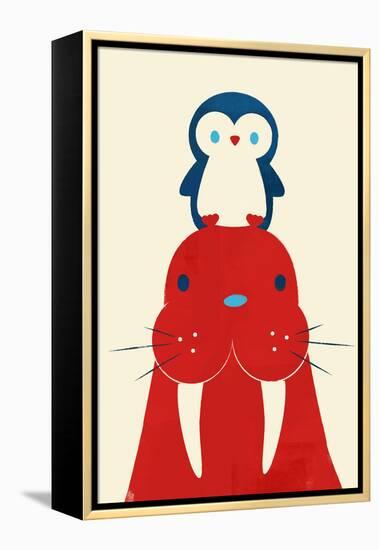 Penguin and Walrus-Jay Fleck-Framed Stretched Canvas