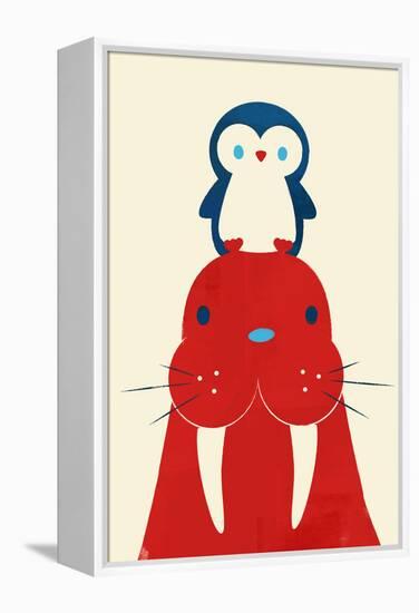 Penguin and Walrus-Jay Fleck-Framed Stretched Canvas