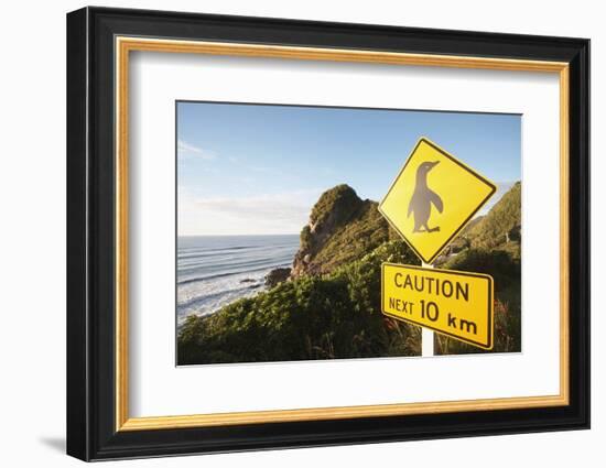 Penguin Crossing Sign-Paul Souders-Framed Photographic Print