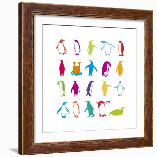 Penguin Fun-Clara Wells-Framed Giclee Print