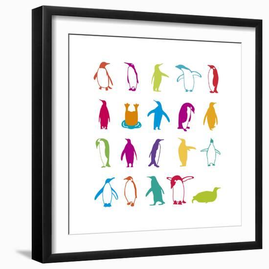 Penguin Fun-Clara Wells-Framed Giclee Print