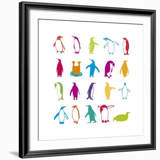 Penguin Fun-Clara Wells-Framed Giclee Print