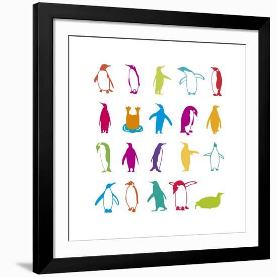 Penguin Fun-Clara Wells-Framed Giclee Print